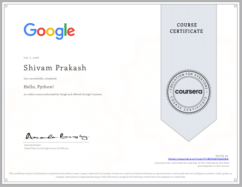 Shivam Prakash | Portfolio